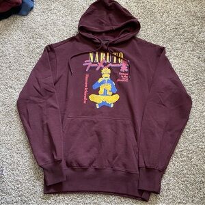 Vintage Burgundy Y2K Naruto Shippuden Ichiraku Ramen Anime Hoodie Sz Small